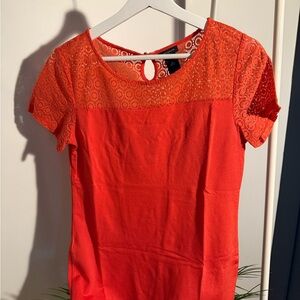 Ann Taylor Orange Cut Out Blouse